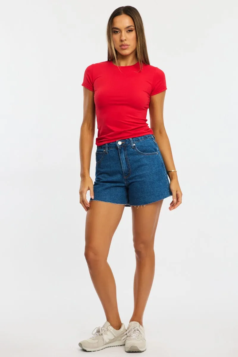 Red T-shirt Cap Sleeve Supersoft sold by Ally Fashion product image thumbnail 2