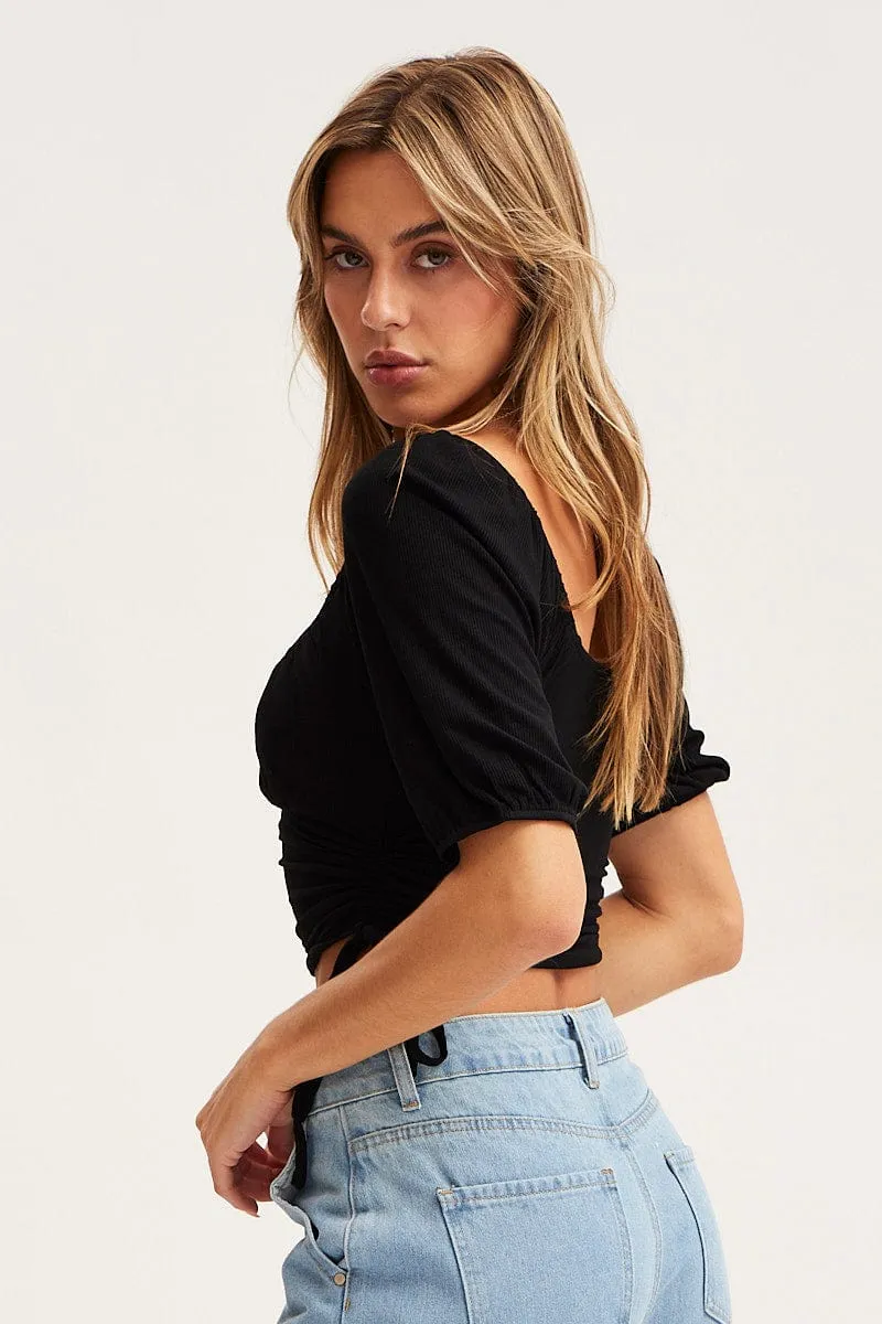 Black Crop Top Short Sleeve sold by Ally Fashion product image thumbnail 4