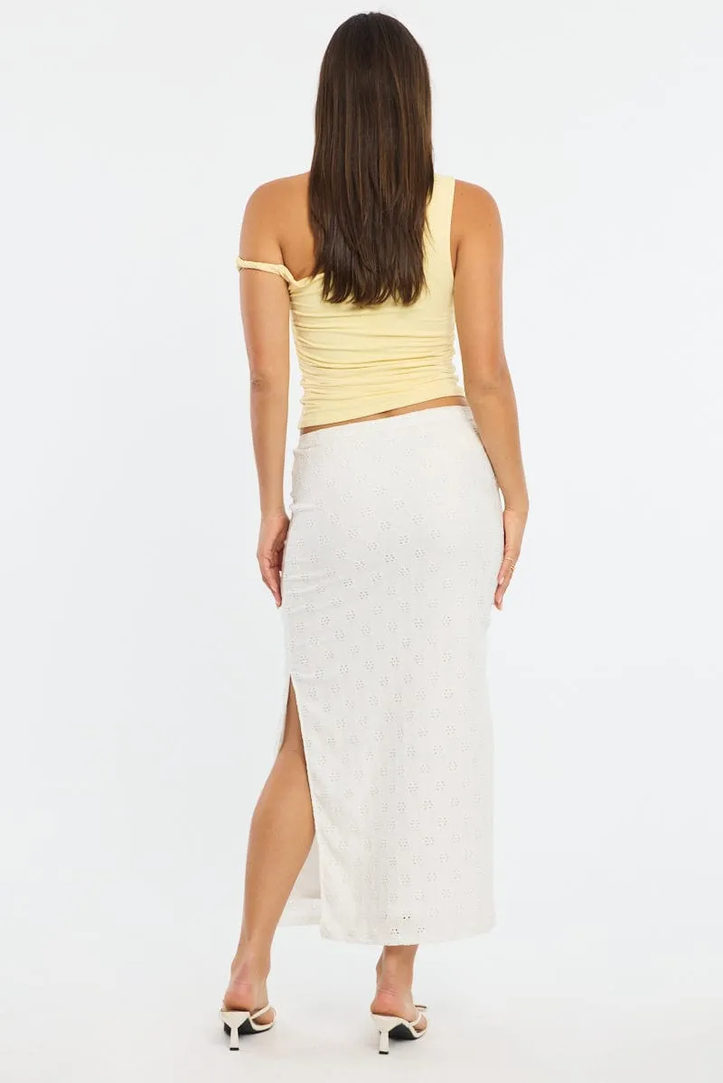 White Midaxi Skirt Elastic Waisthigh Rise Stretch Eyelet sold by Ally Fashion product image thumbnail 4