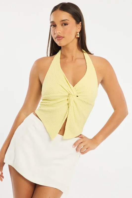 Yellow Halter Neck Top Textured sold by Ally Fashion
