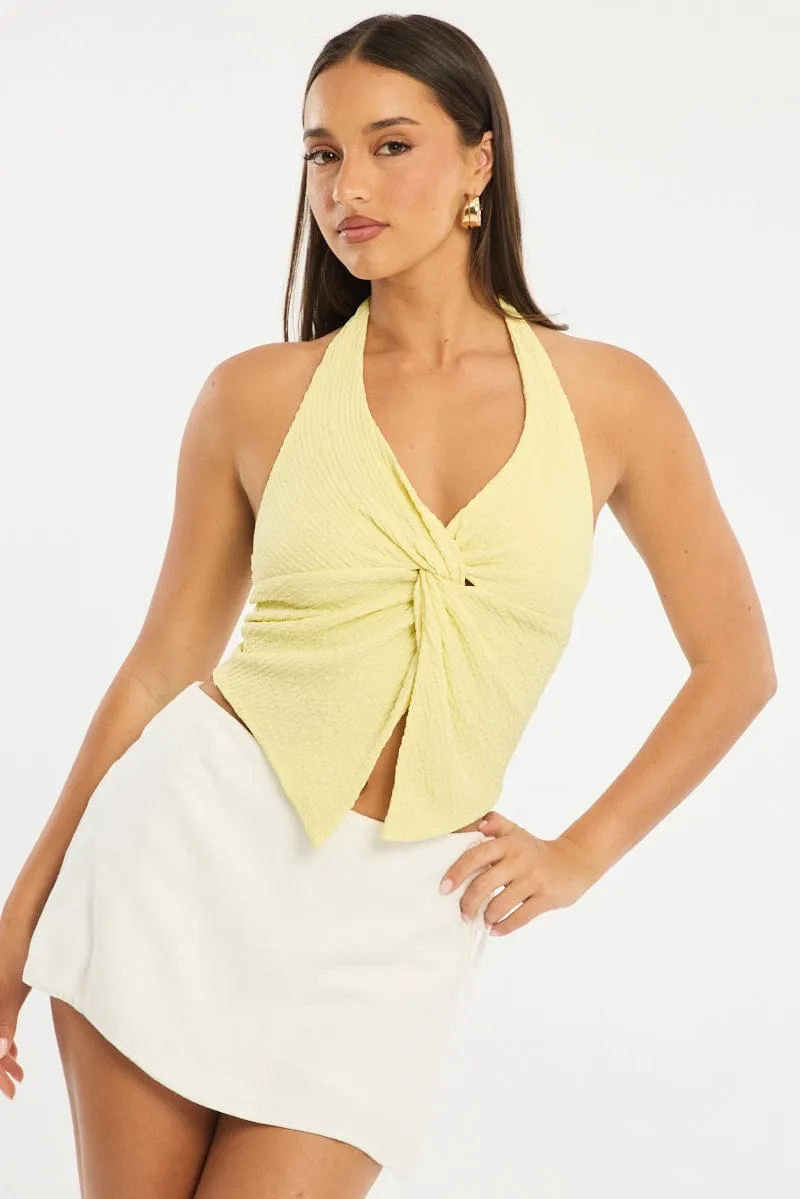 Yellow Halter Neck Top Textured sold by Ally Fashion