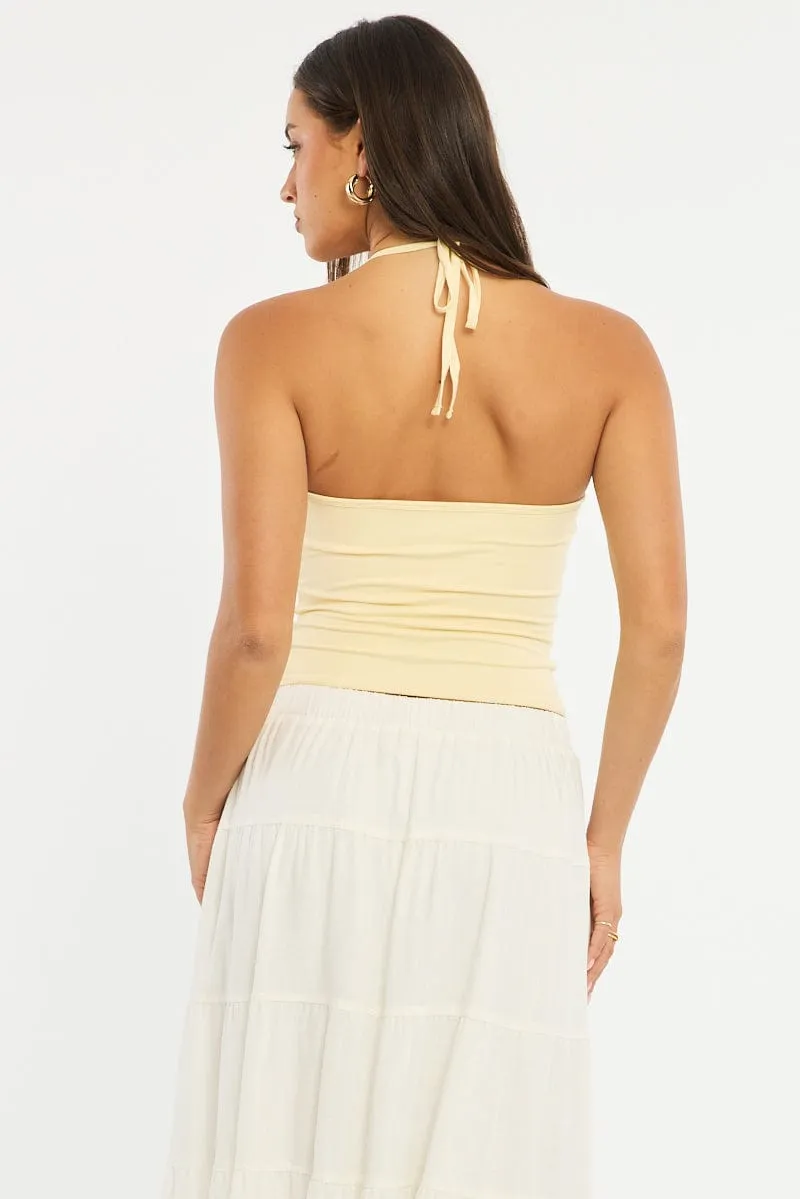 Yellow Supersoft Halter Neck Top sold by Ally Fashion product image thumbnail 4