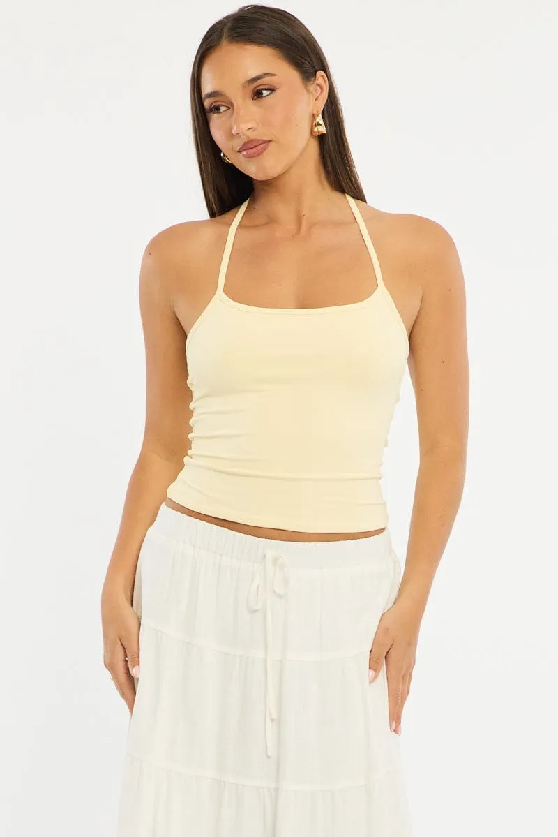 Yellow Supersoft Halter Neck Top sold by Ally Fashion