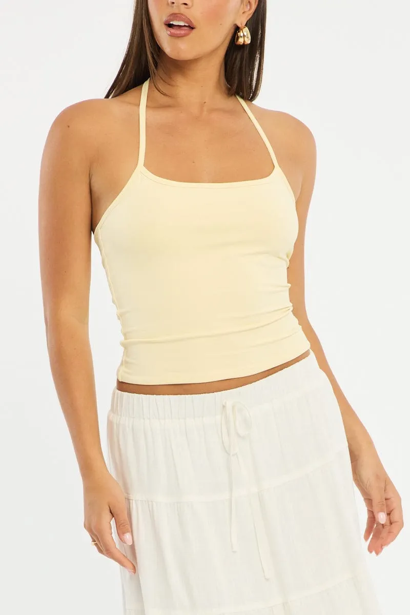 Yellow Supersoft Halter Neck Top sold by Ally Fashion product image thumbnail 5