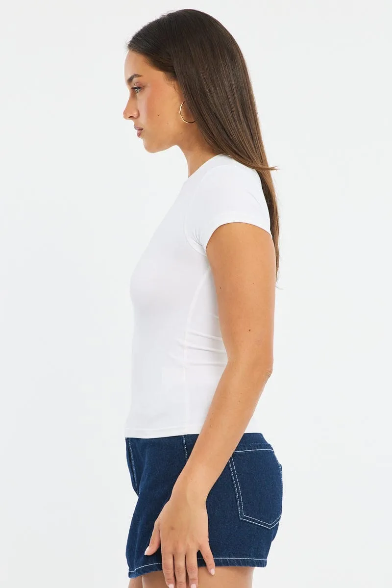 White T-shirt Cap Sleeve Supersoft sold by Ally Fashion product image thumbnail 3