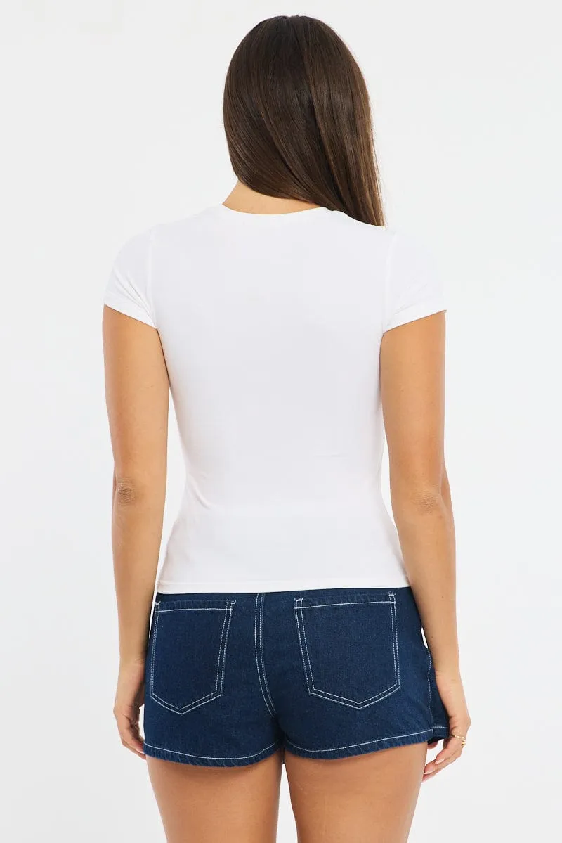 White T-shirt Cap Sleeve Supersoft sold by Ally Fashion product image thumbnail 4