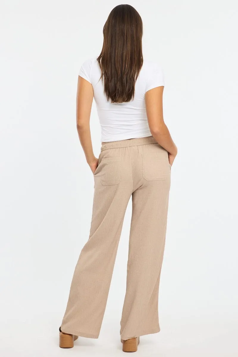Beige Wide Leg Pants Elasticated Waist sold by Ally Fashion product image thumbnail 4