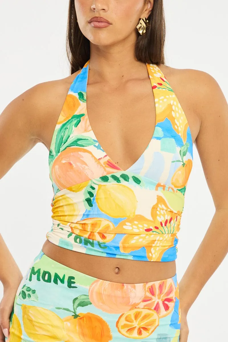 Multi Abstract Halter Neck Top sold by Ally Fashion product image thumbnail 5