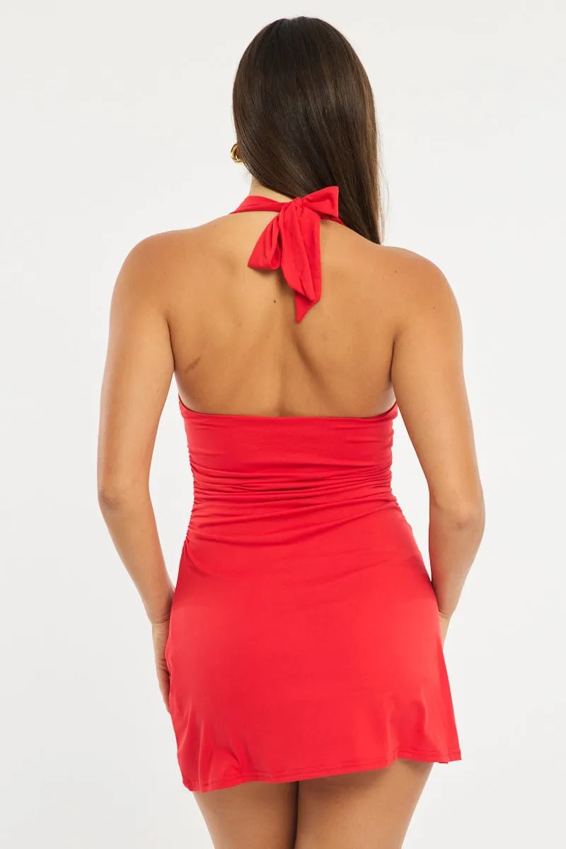 Red Halter Neck Dress Mini sold by Ally Fashion product image thumbnail 4