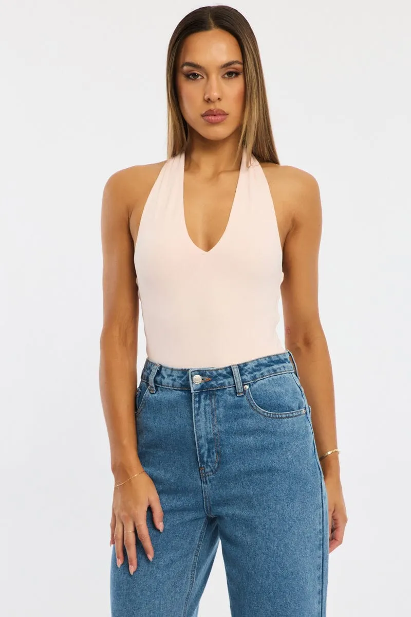 Pink Halter Neck Bodysuit sold by Ally Fashion