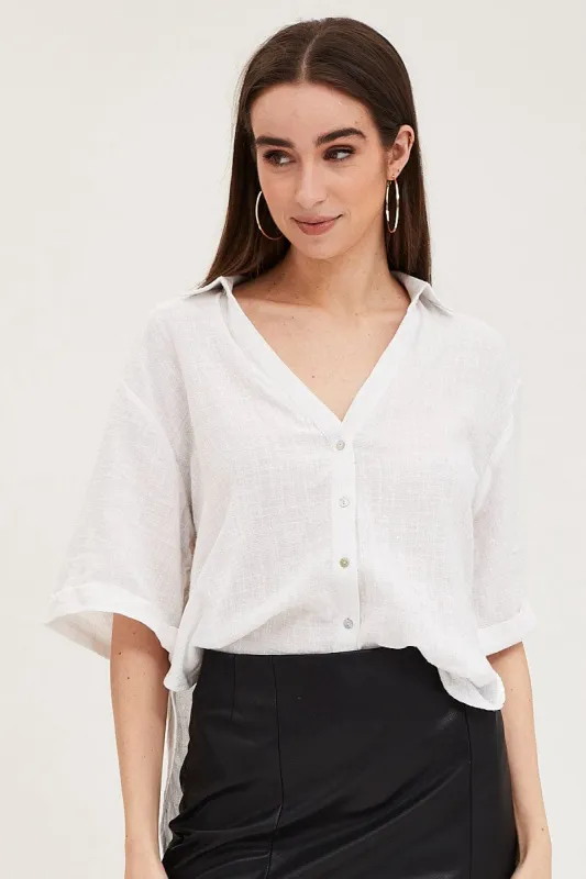 White Shirt Top Short Sleeve sold by Ally Fashion