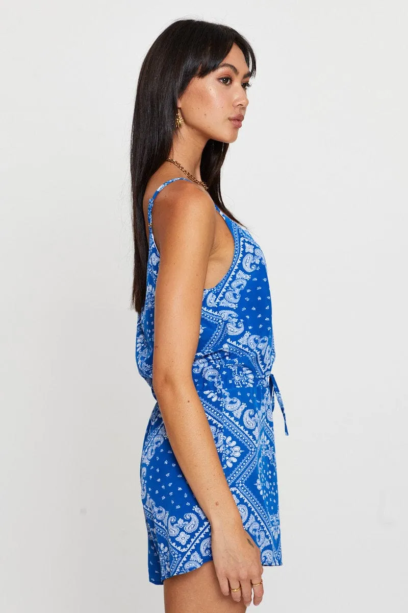 Print Tie Waist Playsuit Sleeveless Round Neck sold by Ally Fashion product image thumbnail 4