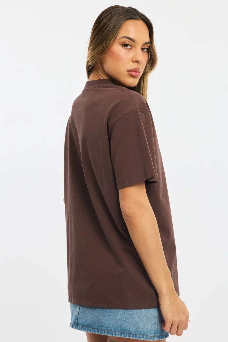 Brown Oversized Tee Short Sleeve sold by Ally Fashion product image thumbnail 4