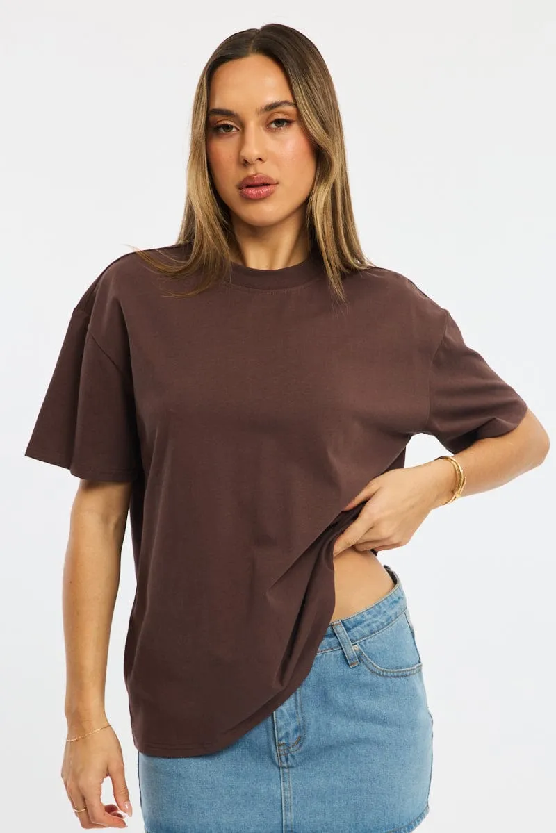 Brown Oversized Tee Short Sleeve sold by Ally Fashion