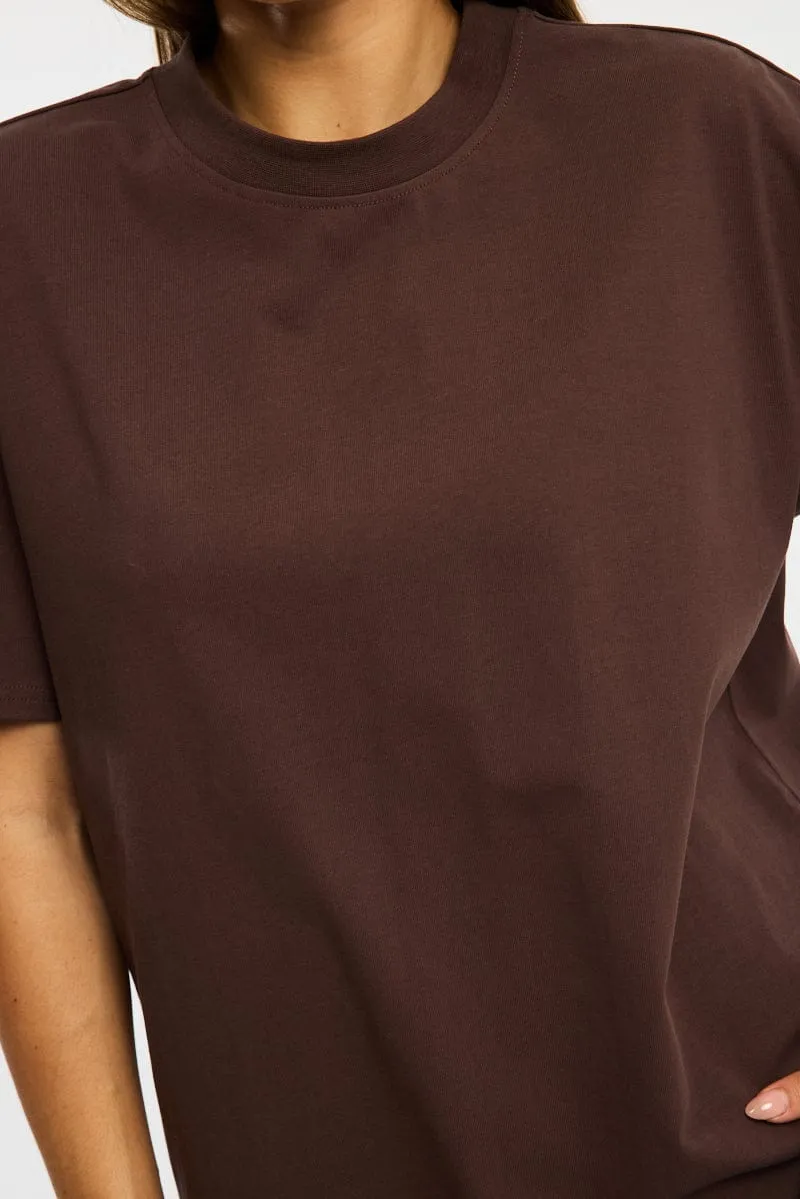 Brown Oversized Tee Short Sleeve sold by Ally Fashion product image thumbnail 5