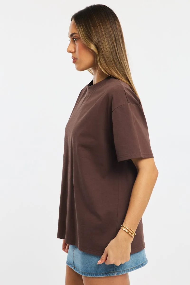 Brown Oversized Tee Short Sleeve sold by Ally Fashion product image thumbnail 3