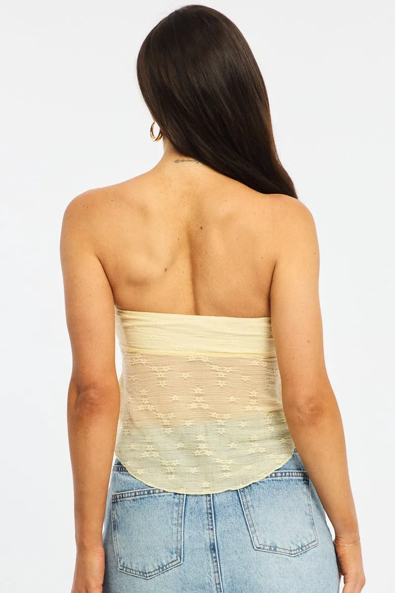 Yellow Lace Bandeau Tie Up Front sold by Ally Fashion product image thumbnail 4