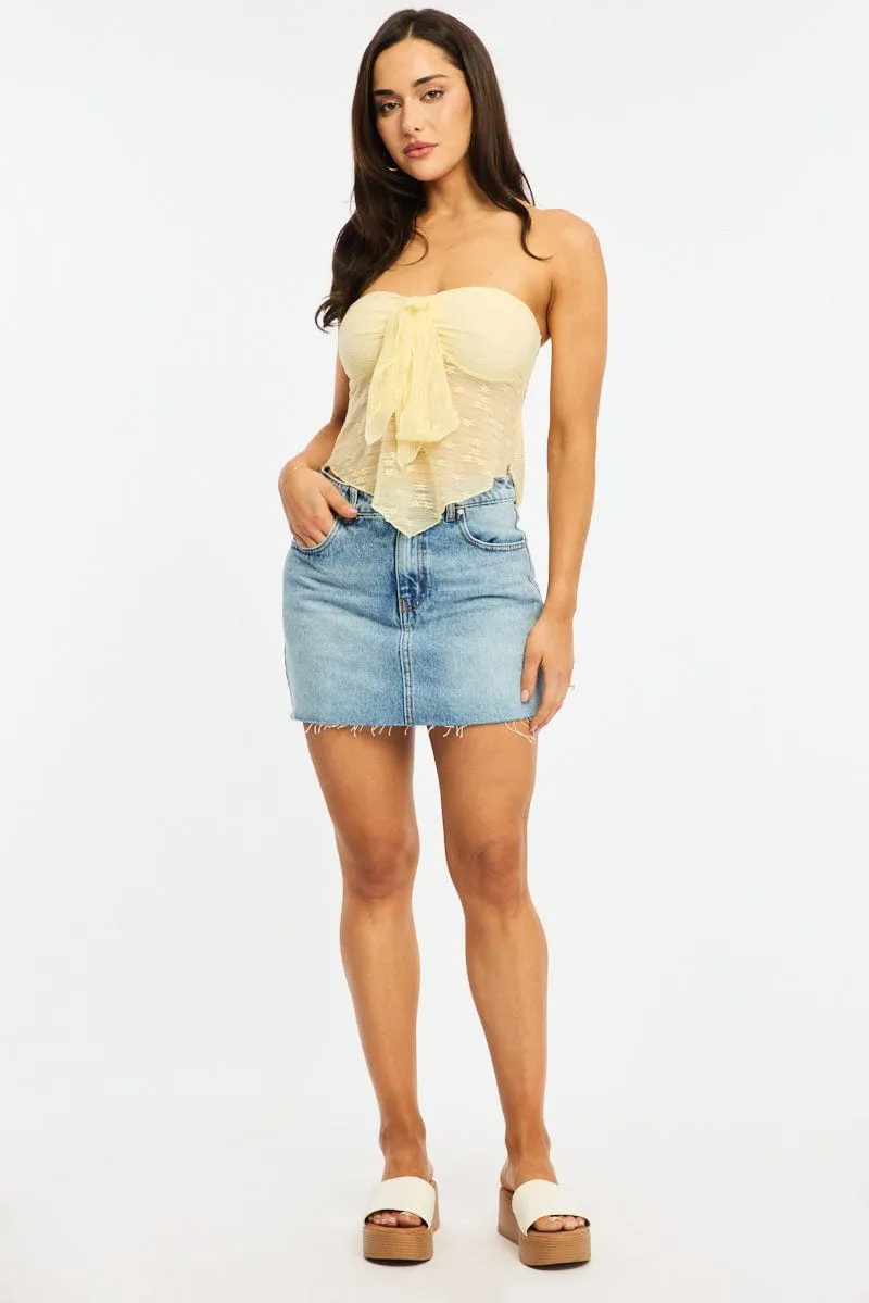 Yellow Lace Bandeau Tie Up Front sold by Ally Fashion product image thumbnail 2