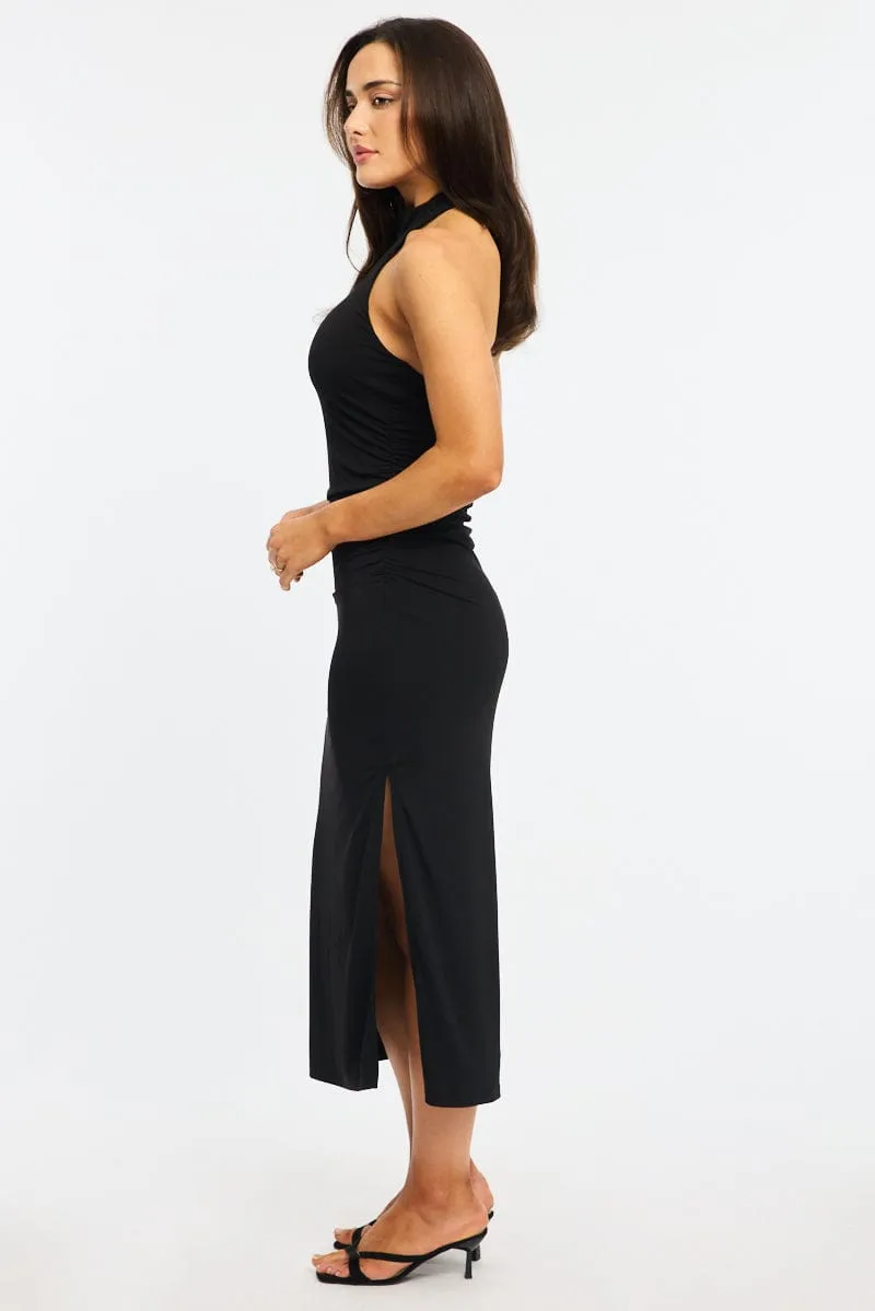 Black Bodycon Dress High Neck Side Ruched sold by Ally Fashion product image thumbnail 3