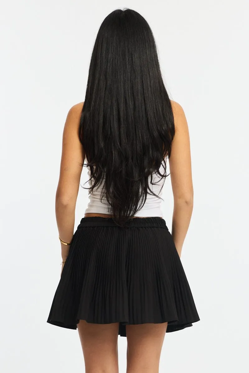 Black Mini Skort Skirt Pleated Elastic Waist sold by Ally Fashion product image thumbnail 4