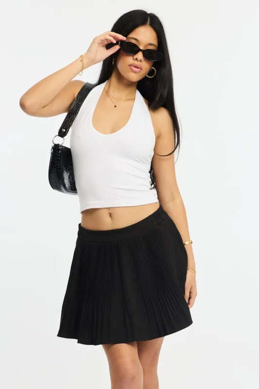 Black Mini Skort Skirt Pleated Elastic Waist sold by Ally Fashion