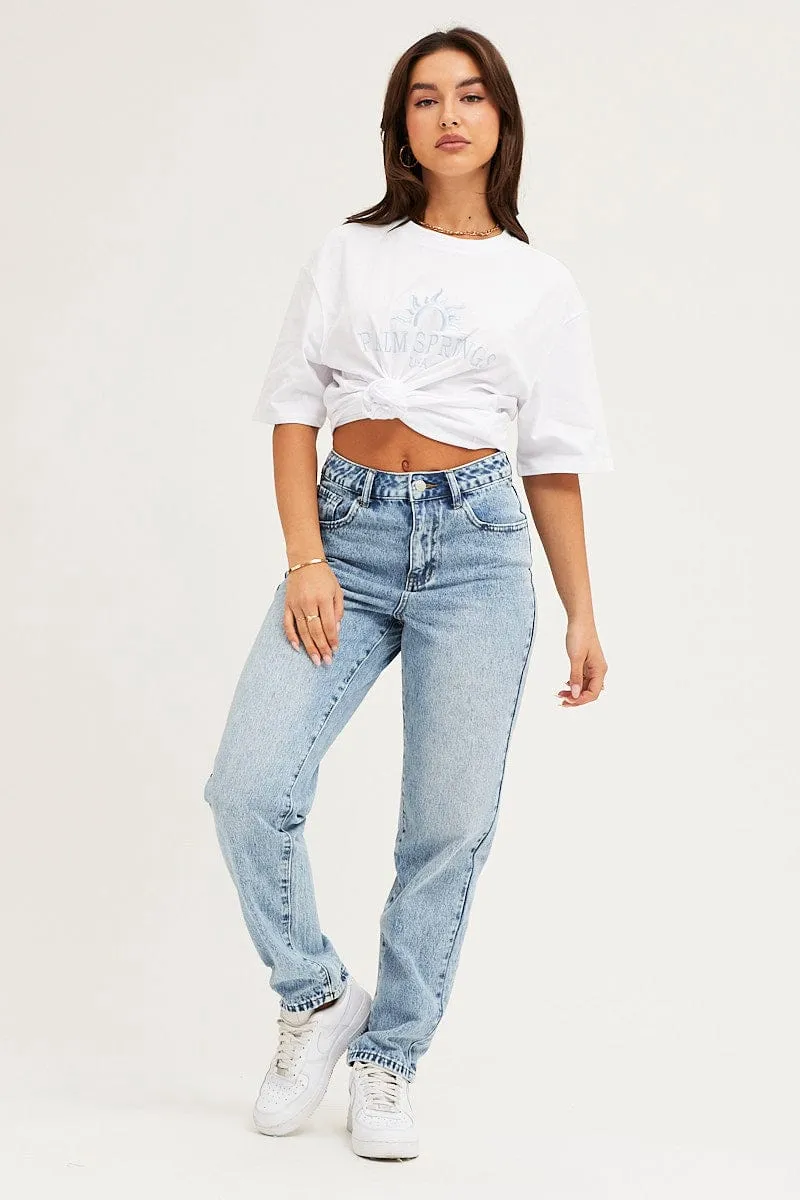 Blue Denim Jean High Rise Straight sold by Ally Fashion product image thumbnail 3