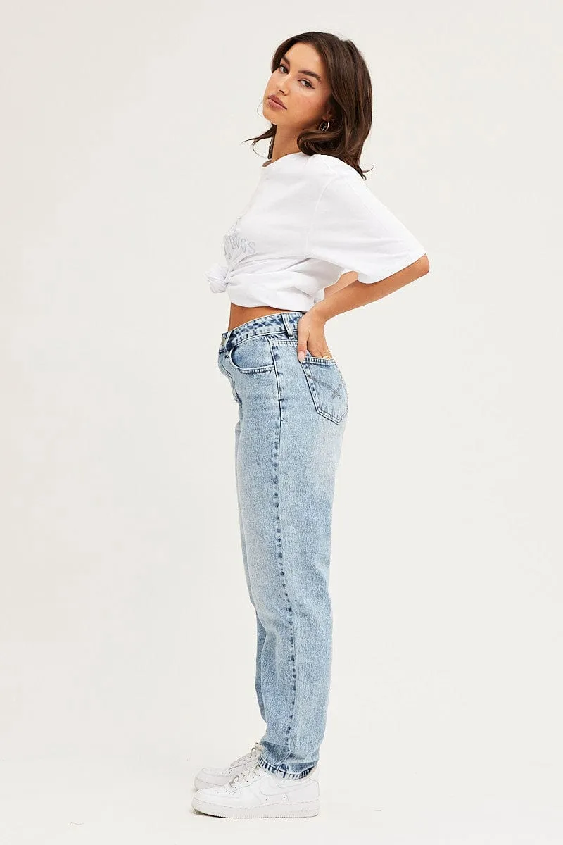 Blue Denim Jean High Rise Straight sold by Ally Fashion product image thumbnail 4