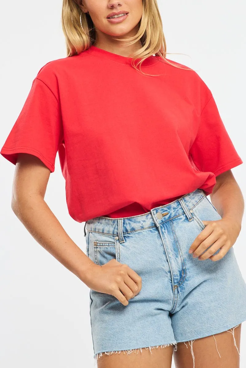 Red Oversized Tee Short Sleeve sold by Ally Fashion product image thumbnail 5