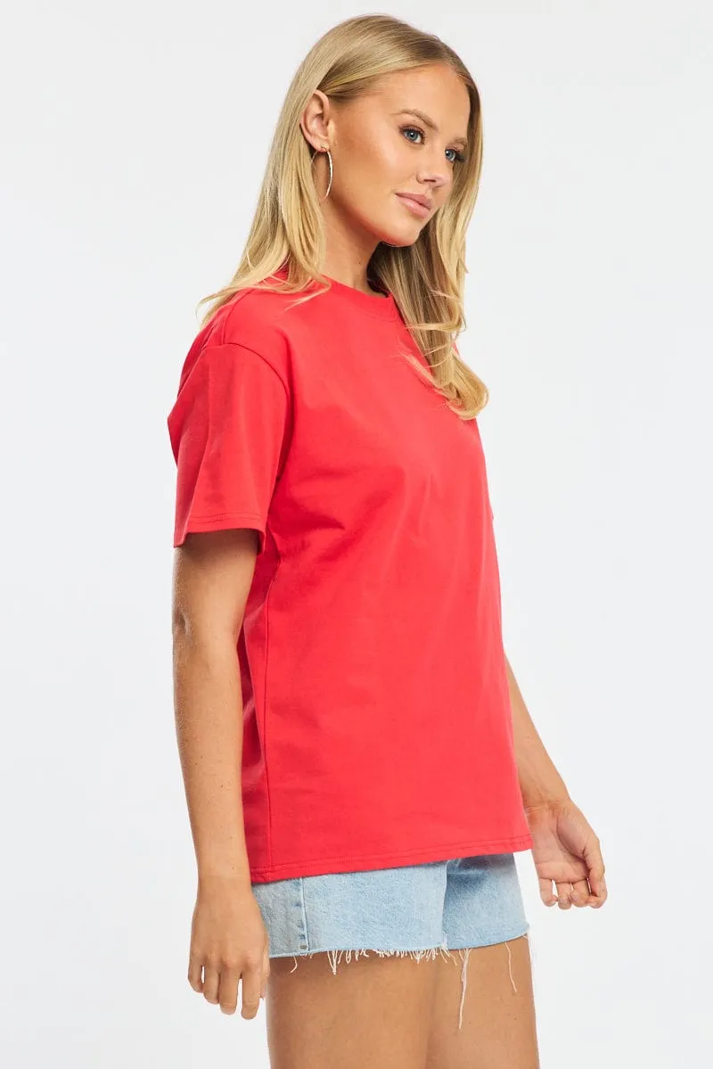 Red Oversized Tee Short Sleeve sold by Ally Fashion product image thumbnail 3