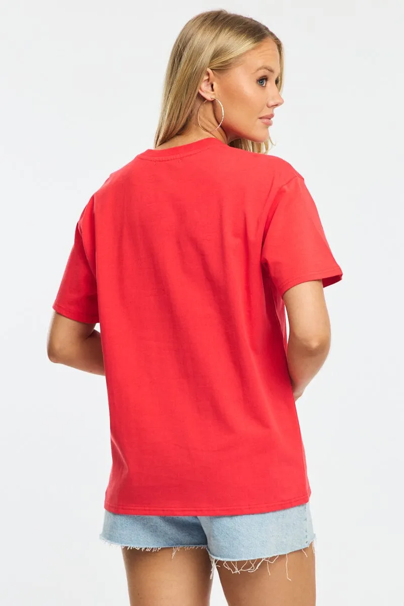 Red Oversized Tee Short Sleeve sold by Ally Fashion product image thumbnail 4