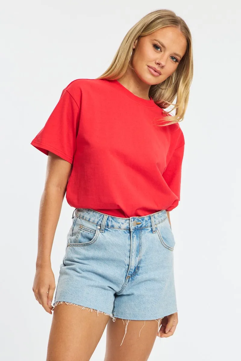 Red Oversized Tee Short Sleeve sold by Ally Fashion