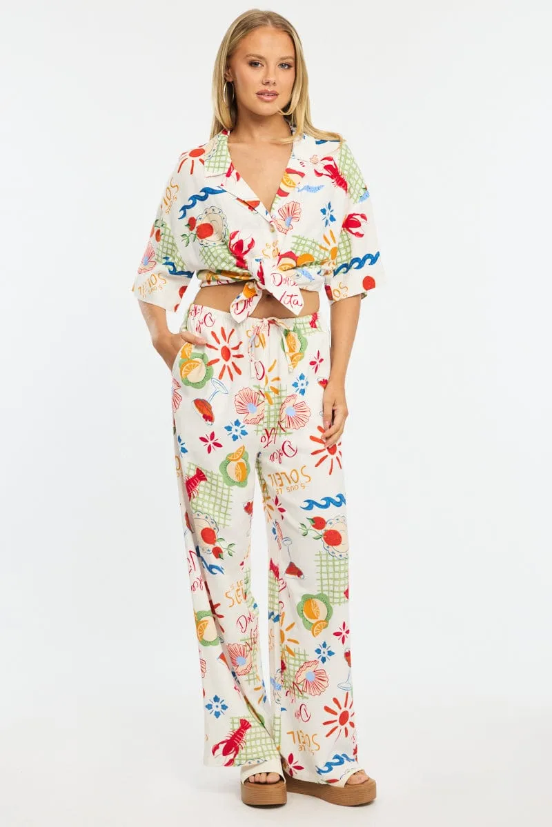 Multi Abstract Relaxed Shirt Short Sleeve Collared Linen Blend sold by Ally Fashion product image thumbnail 2