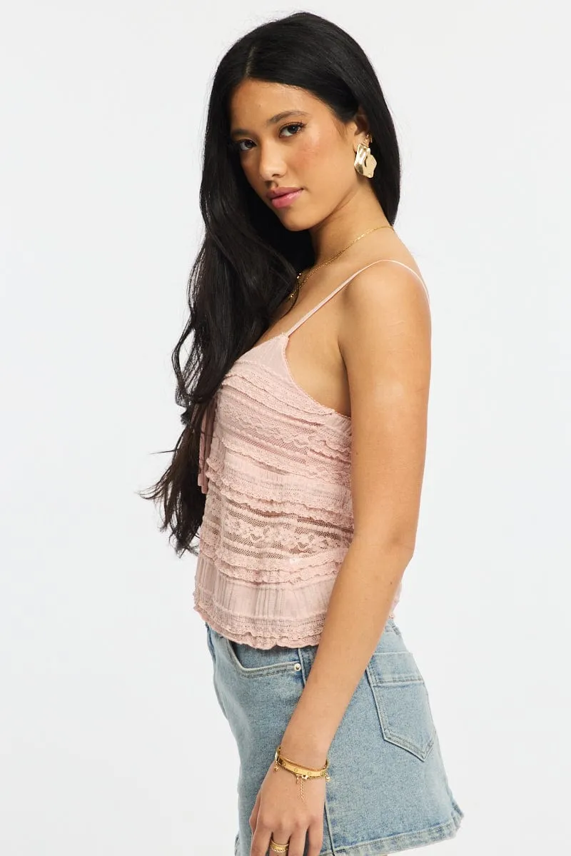 Pink Lace Cami sold by Ally Fashion product image thumbnail 3