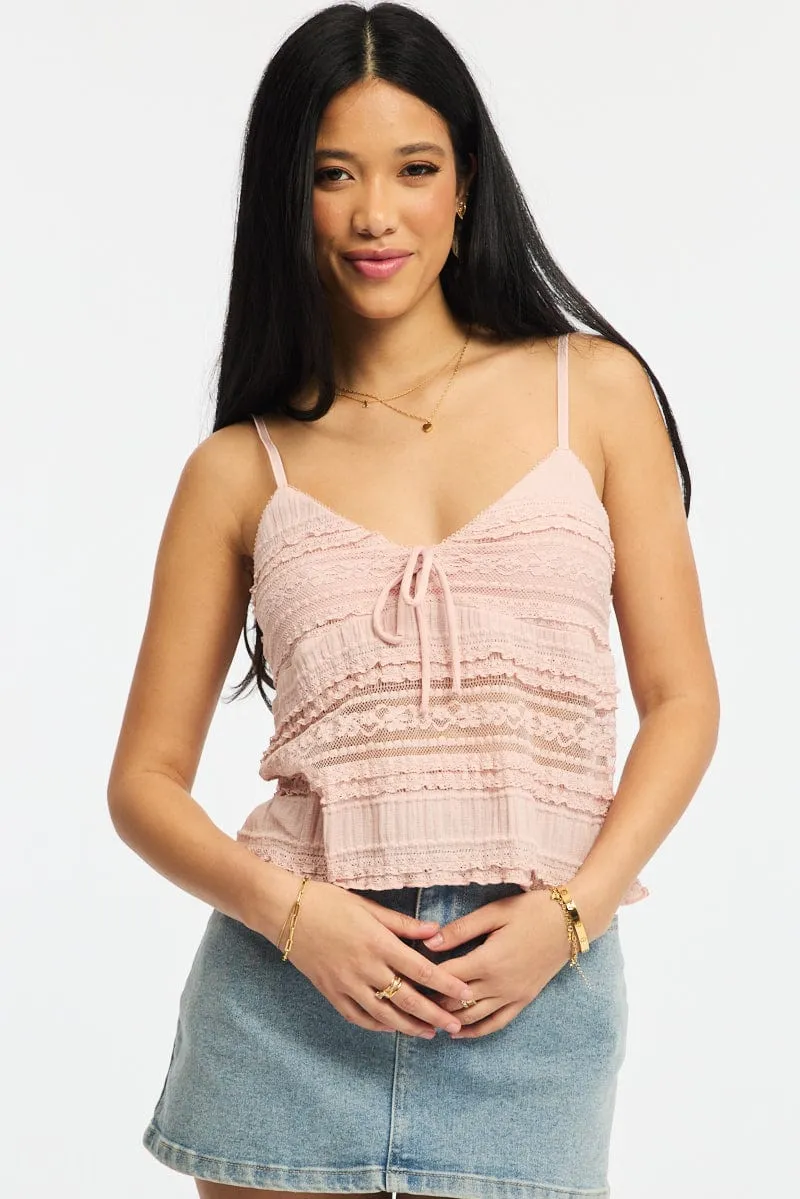 Pink Lace Cami sold by Ally Fashion
