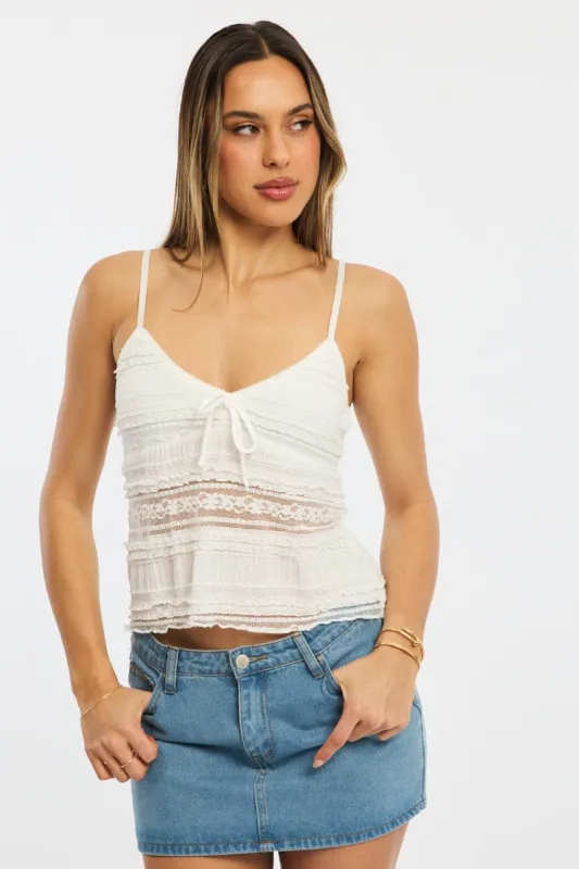 White Lace Cami sold by Ally Fashion