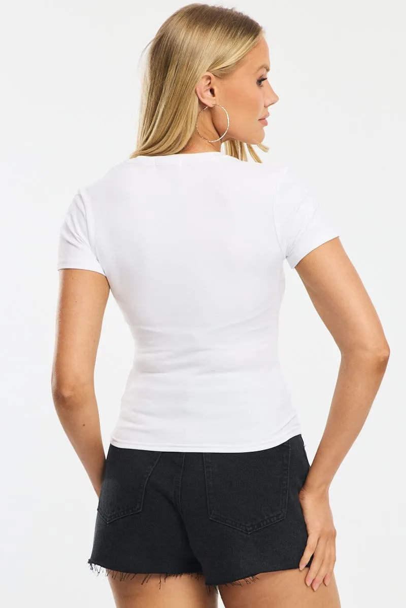 White Supersoft Crew Neck Short Sleeve sold by Ally Fashion product image thumbnail 4