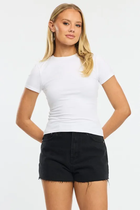 White Supersoft Crew Neck Short Sleeve sold by Ally Fashion