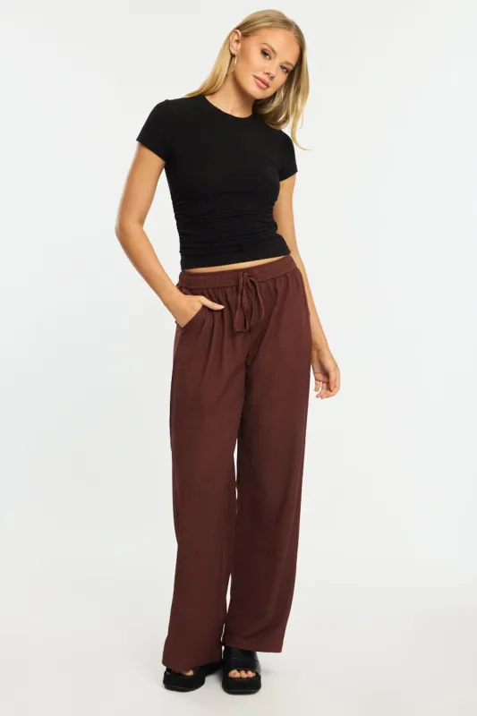 Brown Wide Leg Pants Elasticated Waist sold by Ally Fashion
