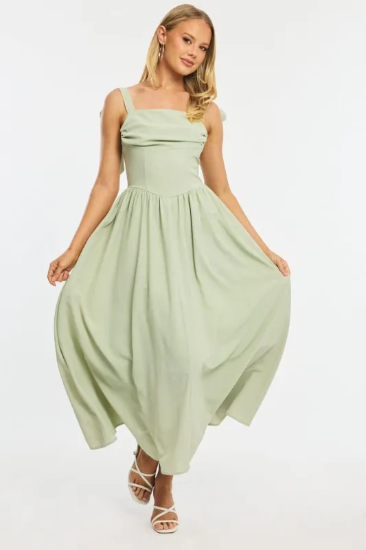 Green Maxi Dress Tie Shoulder sold by Ally Fashion