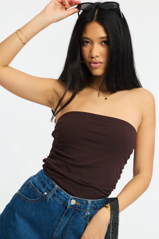 Brown Supersoft Bandeau Top sold by Ally Fashion