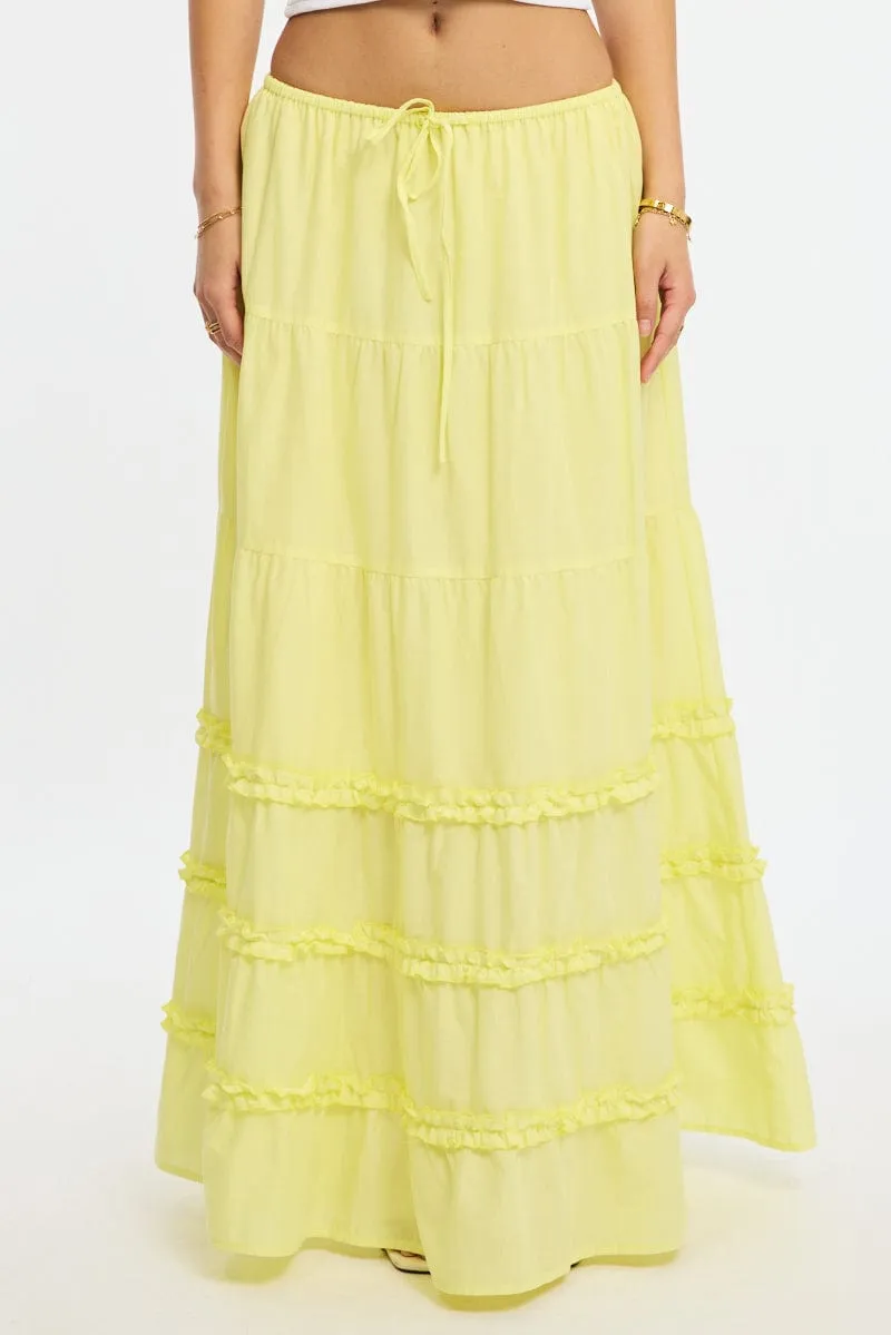 Yellow Maxi Skirt Elasticated Waist Tiered Frilled Detail sold by Ally Fashion product image thumbnail 2