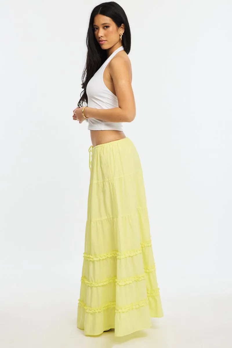 Yellow Maxi Skirt Elasticated Waist Tiered Frilled Detail sold by Ally Fashion product image thumbnail 3