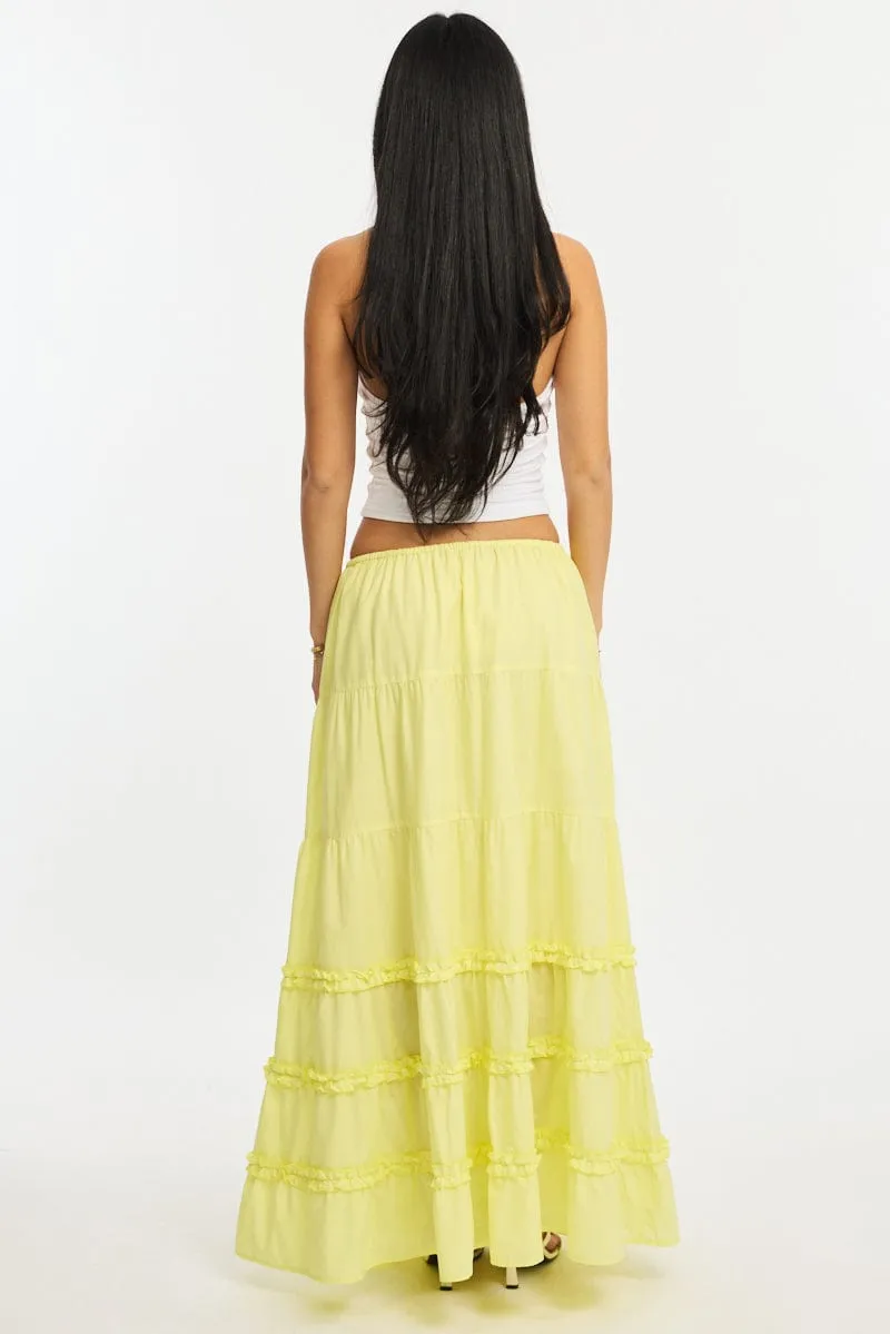 Yellow Maxi Skirt Elasticated Waist Tiered Frilled Detail sold by Ally Fashion product image thumbnail 4