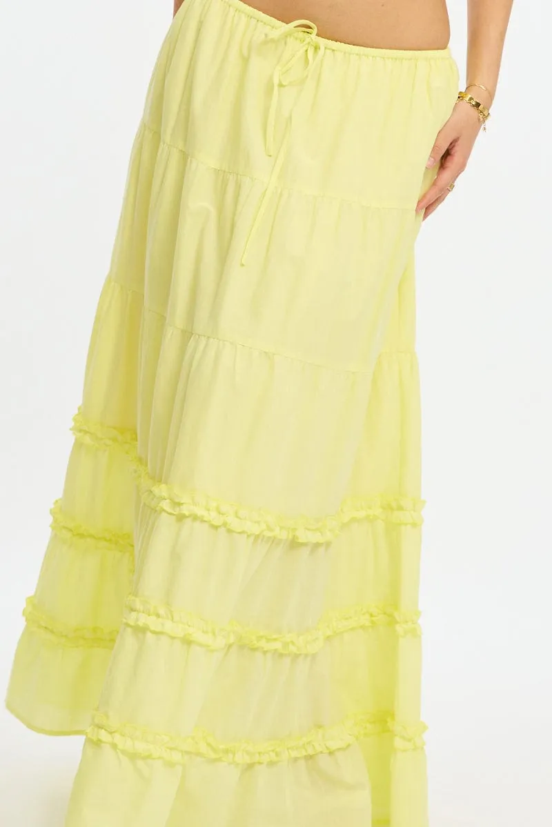 Yellow Maxi Skirt Elasticated Waist Tiered Frilled Detail sold by Ally Fashion product image thumbnail 5