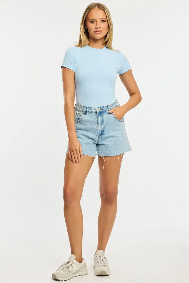 Blue T-shirt Short Sleeve Crew Neck sold by Ally Fashion product image thumbnail 2