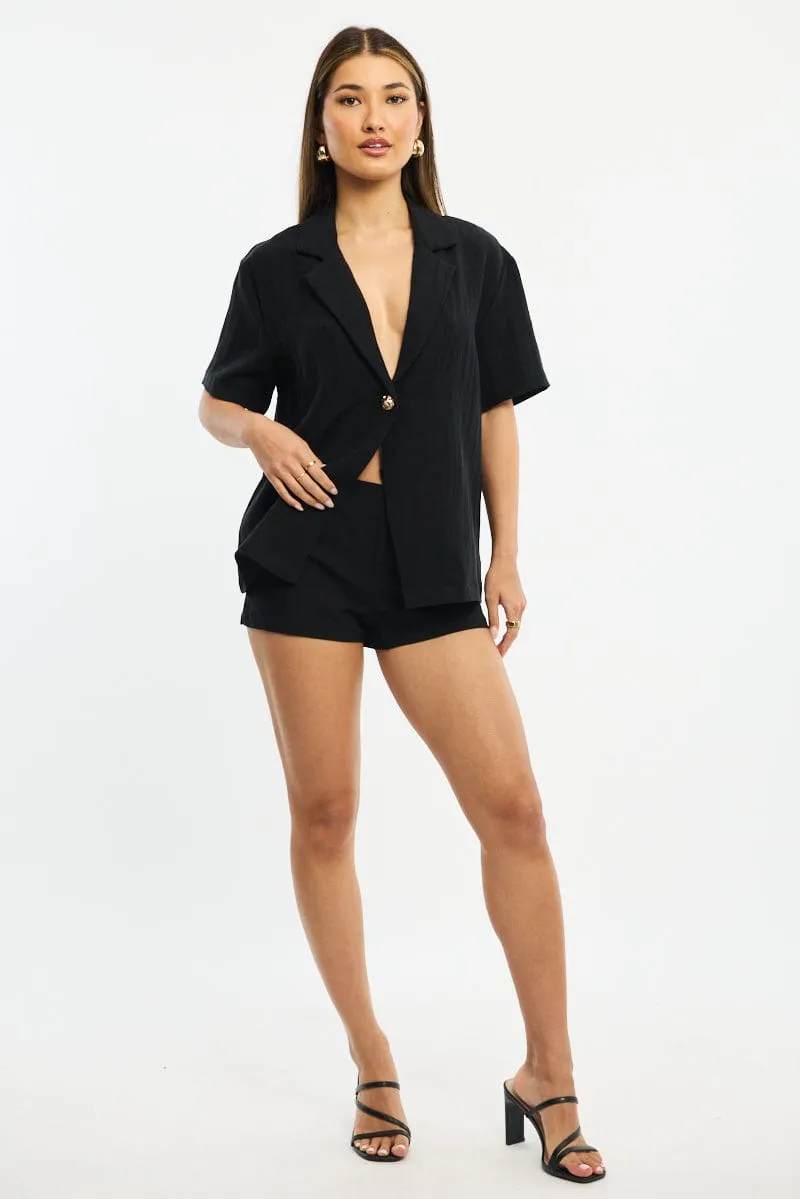 Black Jacket Short Sleeve sold by Ally Fashion