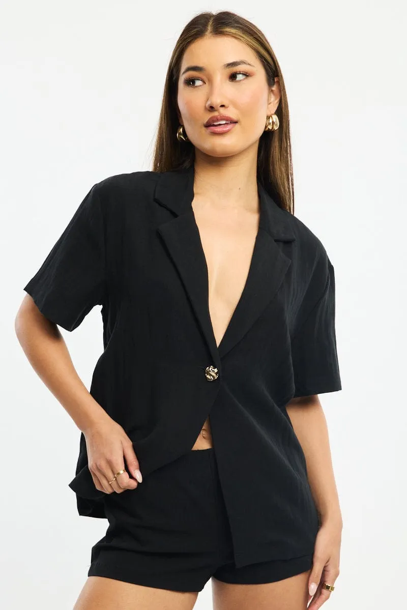 Black Jacket Short Sleeve sold by Ally Fashion product image thumbnail 5