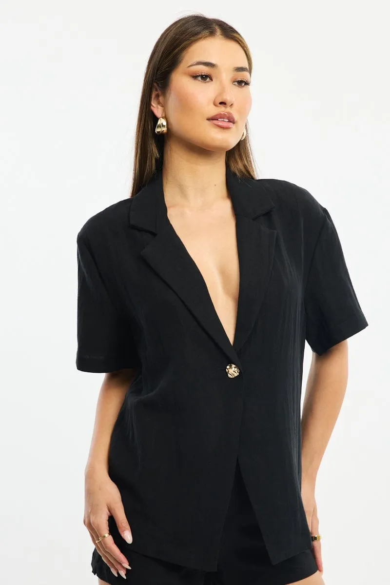 Black Jacket Short Sleeve sold by Ally Fashion product image thumbnail 2