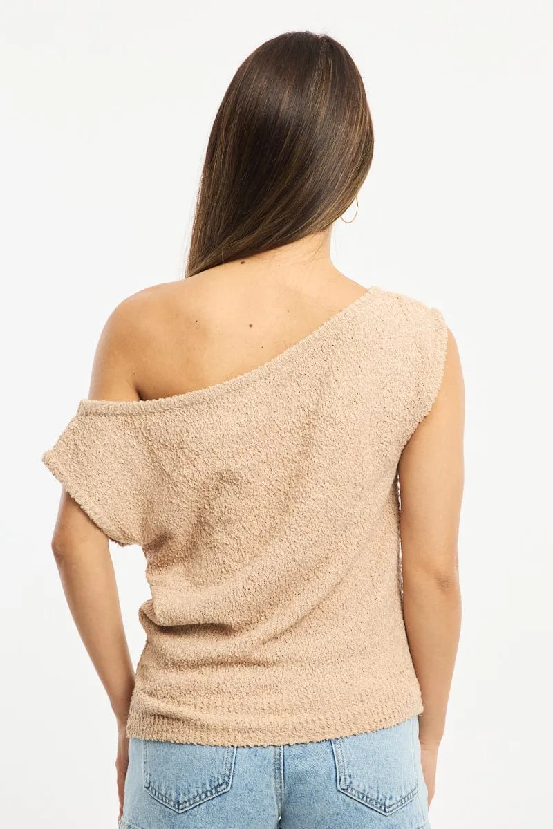 Beige Asymmetrical Knit Top sold by Ally Fashion product image thumbnail 4