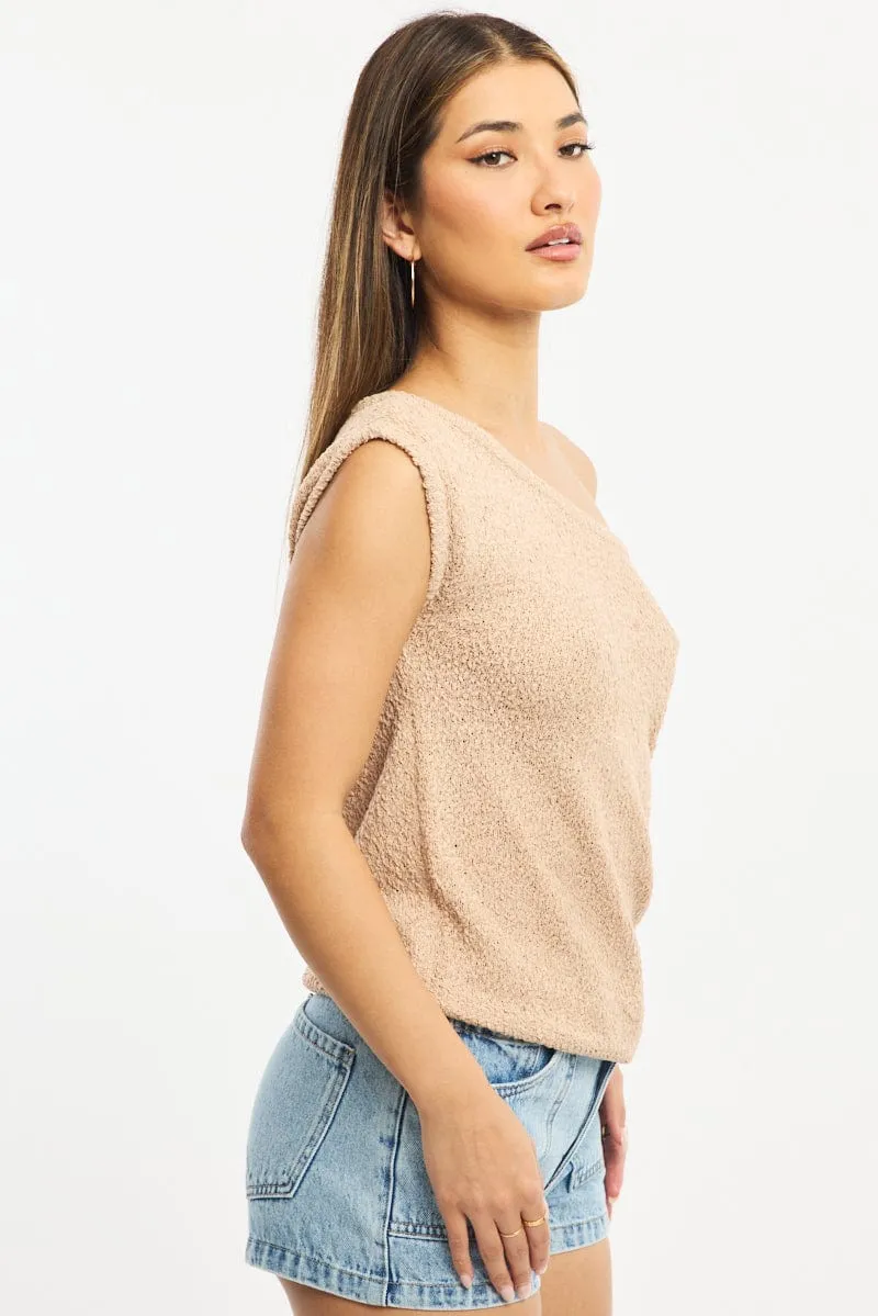 Beige Asymmetrical Knit Top sold by Ally Fashion product image thumbnail 3